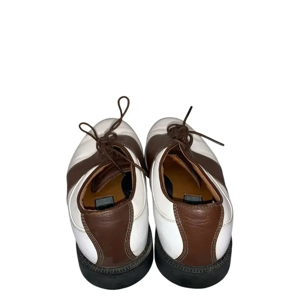 Nike Air Leather Golf Shoes Men’s 9 Brown White‎ Spikeless Oxford